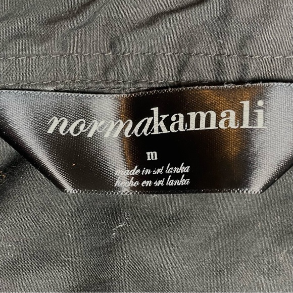 Norma Kamali Contrast Ribbed Button Down Shirt Short Sleeve Black Women's M - Picture 12 of 12